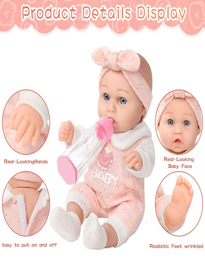 DONTNO 12'' Baby Doll in Gift Box with Pink Bear Pattern Clothes Accessories Playset,Pacifier,Feeding Bottle. Used for Gift Idea for Child Ages 3+ - Image 3