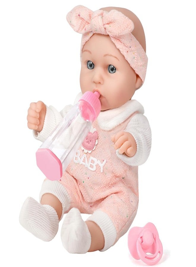 DONTNO 12'' Baby Doll in Gift Box with Pink Bear Pattern Clothes Accessories Playset,Pacifier,Feeding Bottle. Used for Gift Idea for Child Ages 3+ - Image 1