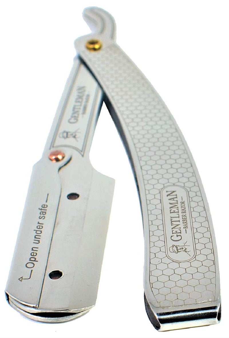 GENTLEMAN Men Straight Razor Barber Razor Straight Edge Stainless Steel Barber Razor Barber, Stainless Steel Straight Edge Razor Ustra Razor (Free Blade Inside) - Image 3