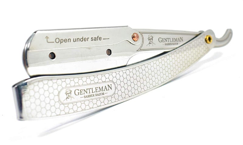 GENTLEMAN Men Straight Razor Barber Razor Straight Edge Stainless Steel Barber Razor Barber, Stainless Steel Straight Edge Razor Ustra Razor (Free Blade Inside) - Image 1