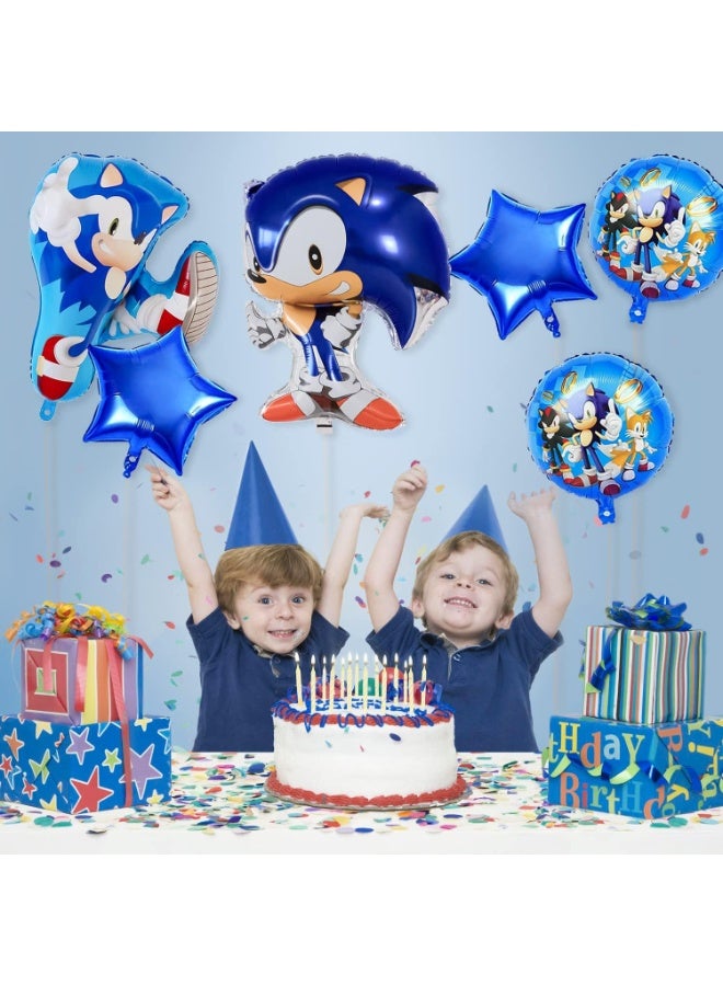Sonic Birthday Decoration for Boys – 6pcs Foil Balloons, Happy Birthday Party Decorations, Accessories & Party Supplies - Image 5