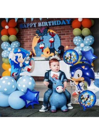 Sonic Birthday Decoration for Boys – 6pcs Foil Balloons, Happy Birthday Party Decorations, Accessories & Party Supplies - view 3
