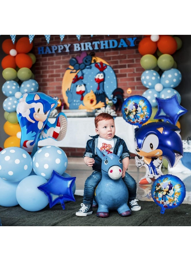 Sonic Birthday Decoration for Boys – 6pcs Foil Balloons, Happy Birthday Party Decorations, Accessories & Party Supplies - Image 3