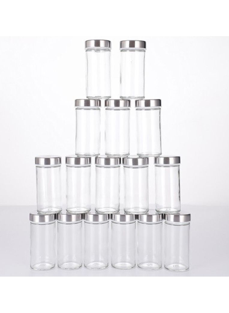 DubaiGallery رف توابل زجاجي دوار من الفولاذ المقاوم للصدأ، 16 برطمانًا، غطاء كروم، إبريق مطبخ، زجاجة بهارات، قهوة، وعاء ختم السكر - Image 4