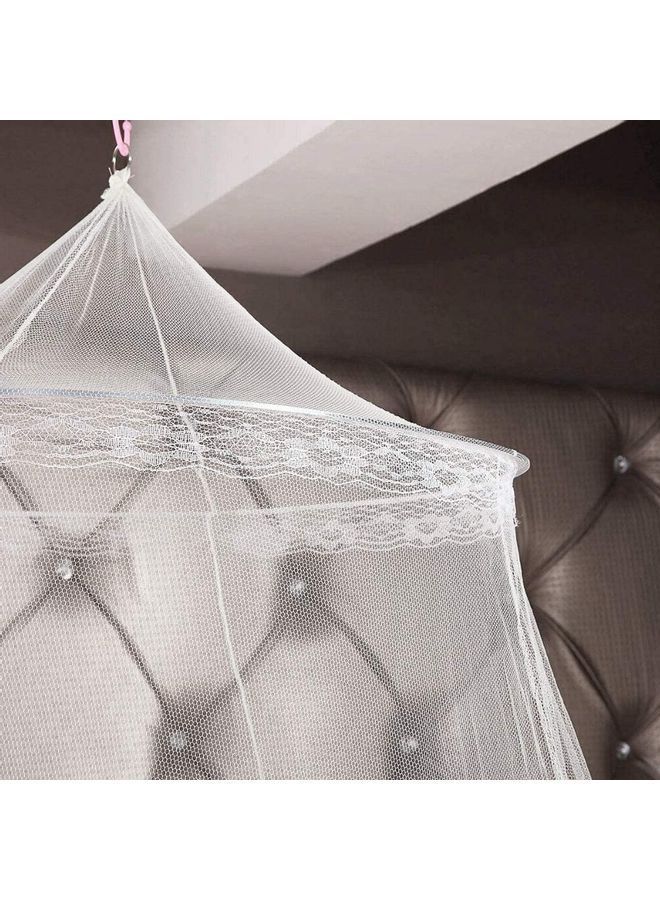 نيبمينينت ناموسية سرير من الدانتيل بتصميم قبة نسيج أبيض 250x900x60سم - Image 3