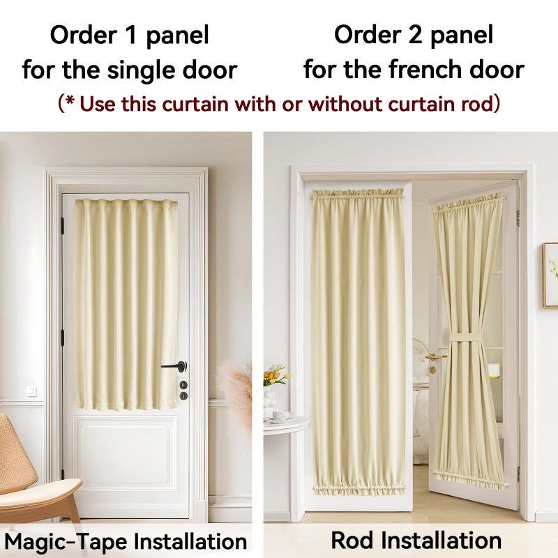 Vatge French Door Curtain Front Door Curtains for Glass Window,Sidelight Curtains for Front Door, 1 Panel, W12 x L72, Light Beige - Image 4