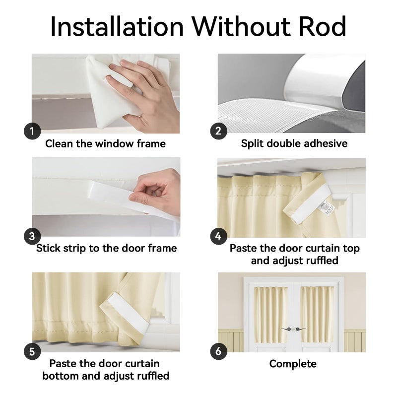 Vatge French Door Curtain Front Door Curtains for Glass Window,Sidelight Curtains for Front Door, 1 Panel, W12 x L72, Light Beige - Image 3