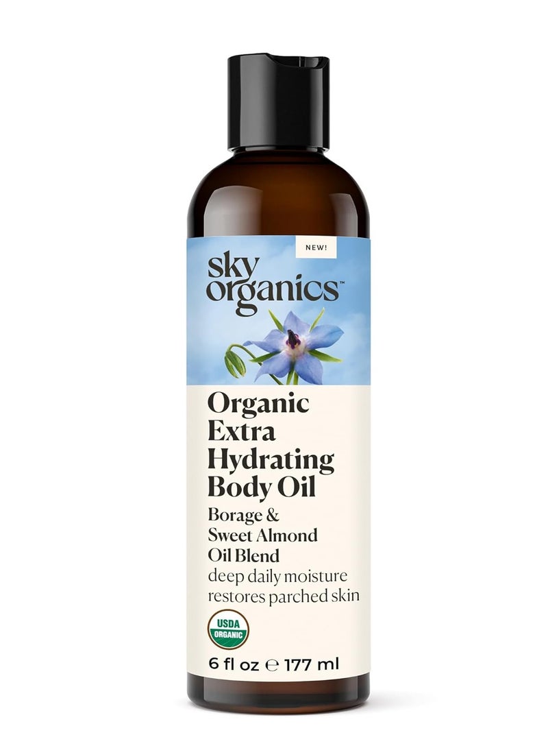 Sky Organics Sky Organics Body Oil, Extra Hydrating & Nourishing Organic Skin Care with Borage, Acai & Sweet Almond Oil, Nourishing Hydration for Softer, Smoother, Refreshing Orange & Spearmint Scent, 6 fl oz - Image 1