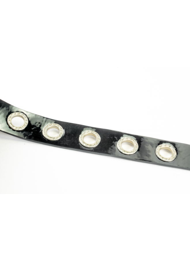 Generic Black Zirconic Leather Waist Belt For Her 110 CM  - Image 2