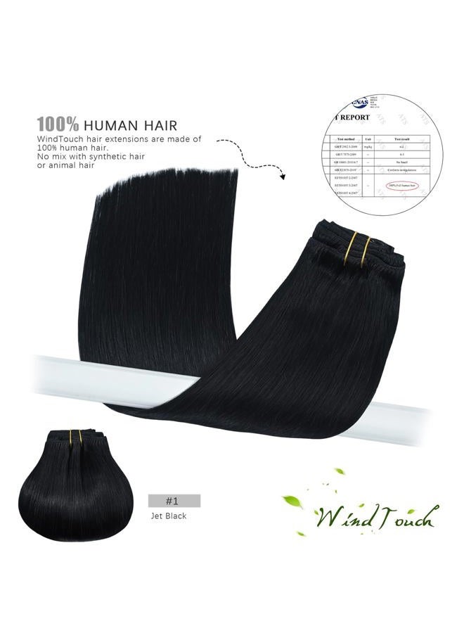 WindTouch Clip In Hair Extensions Human Hair Jet Black 18Inch 70g #1 7PCS Solid Black Hair Extensions for women for Brown Hair Remy Hair - Image 5