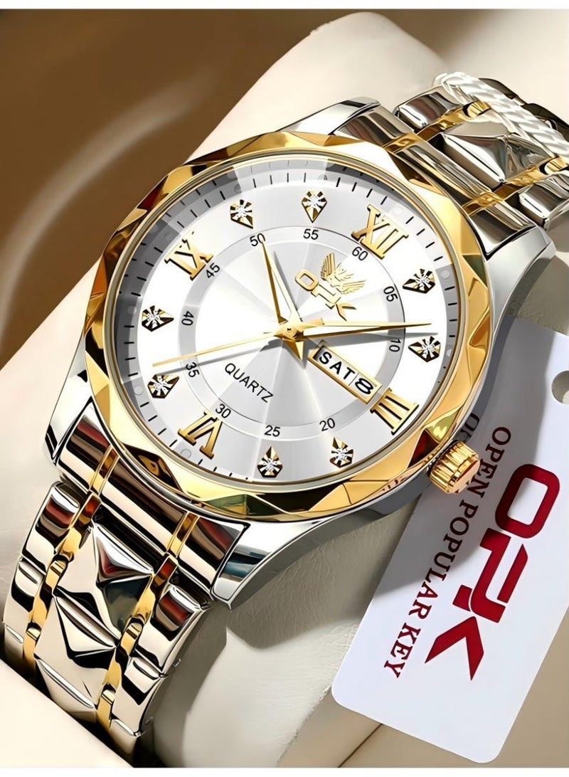 OPK Watch for Men Stainless Steel Waterproof Luminous Date Analog Quartz Wrist Watch Business Fashion Casual Men Watches - Image 2