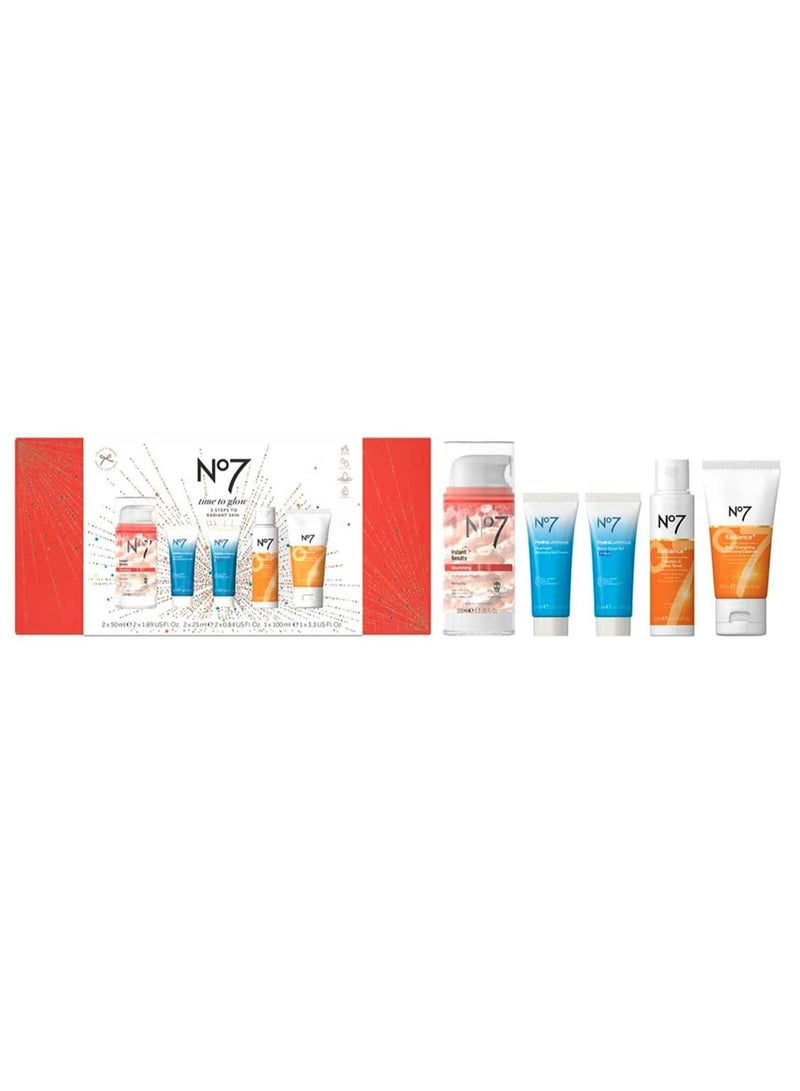 Boots No.7 No7 Time To Glow 5 Steps to Radiant Skin Gift Box [Set of 5 pieces] - Image 3