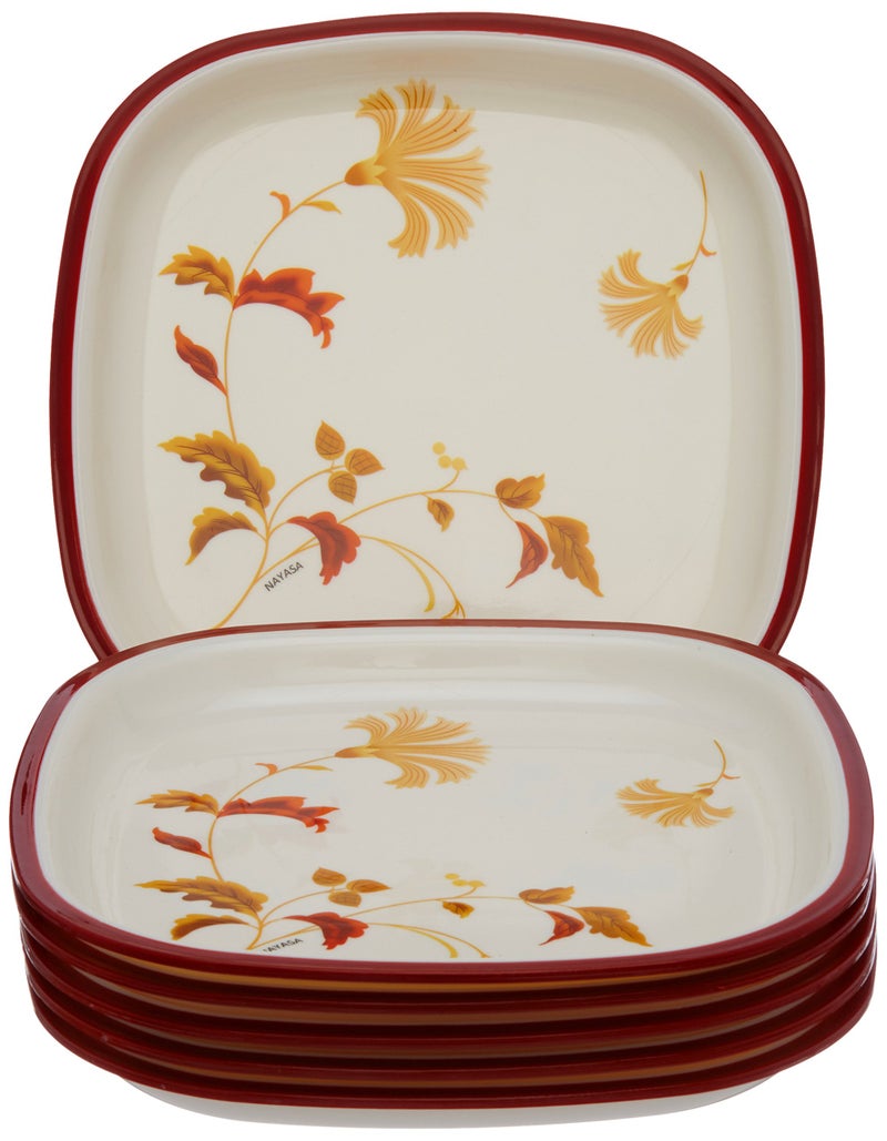 Nayasa Dlx m.F. Square Quarter Plastic Plate Set (Set of 6, Brown) - Image 3