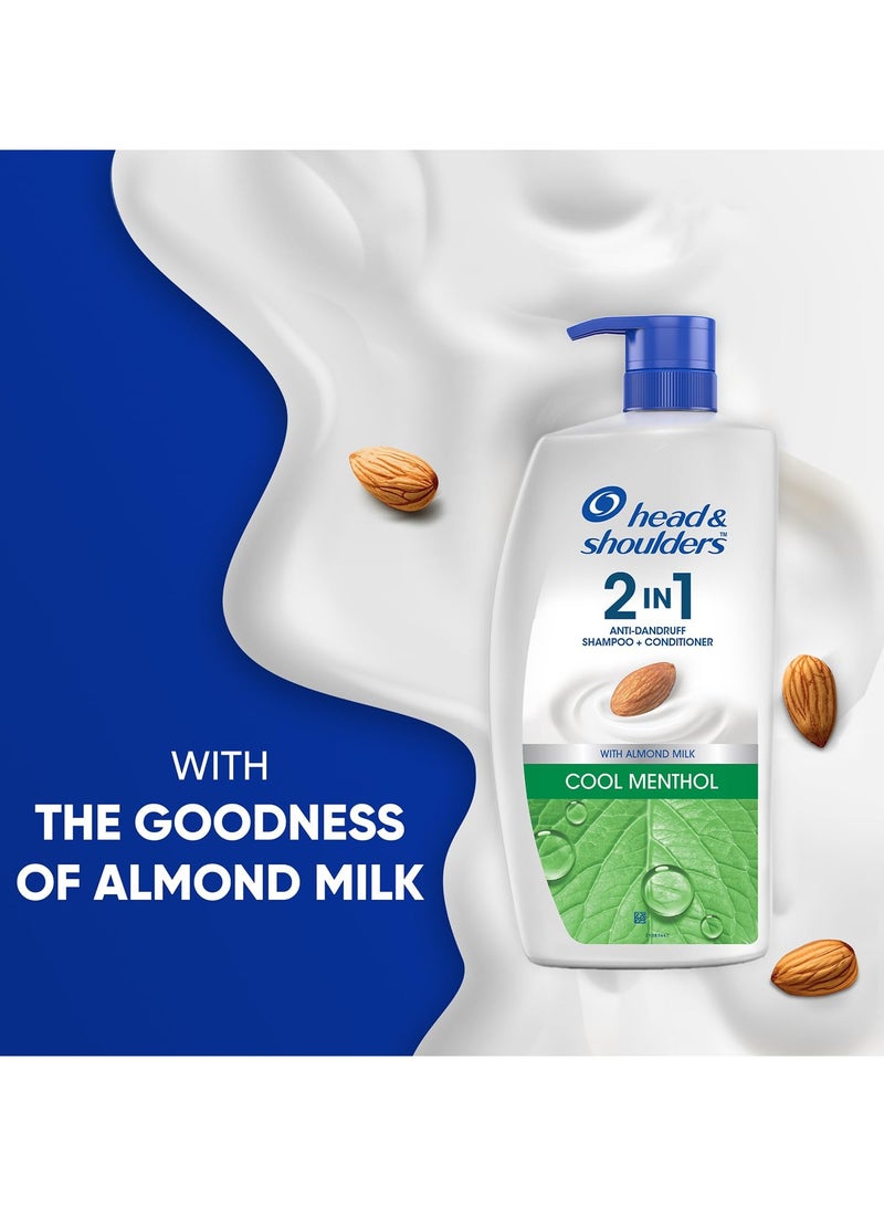 Head & Shoulders 2-in-1 Cool Menthol Anti Dandruff Shampoo + Conditioner for Women & Men, With Almond Milk (1 L)  - Image 4