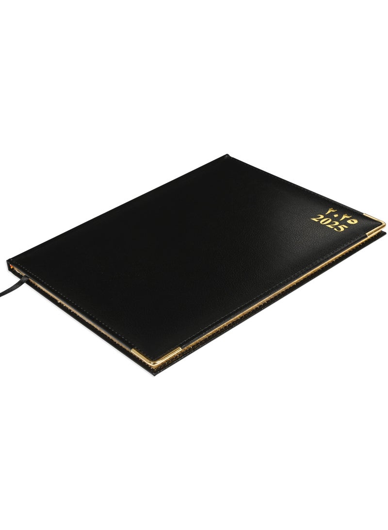 FIS FIS Golden Executive Diary 2025 Arabic/English/French (1-Week at a glance) Black - FSDI35AEG25BK  - Image 1