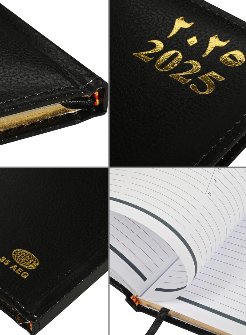 FIS FIS Golden Executive Diary 2025 Arabic/English/French (1-Week at a glance) Black - FSDI35AEG25BK  - Image 3
