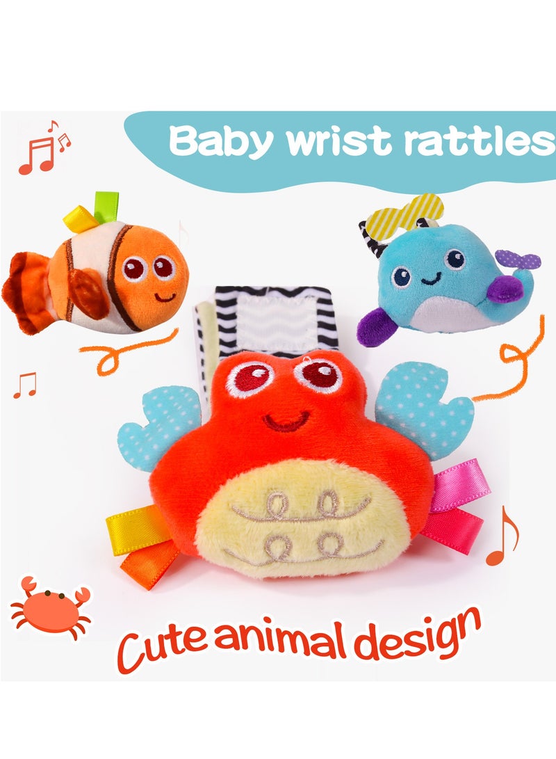 4Pcs Infant Socks And Wrist Rattles Toy Set For Kids, 2025 New Wrist Rattles Foot Finder Rattle Sock Baby Toddlor Toy, Rattle Toy, Arm Hand Bracelet Rattle, Sea Animal Feet Leg Ankle Socks, Present Gift for Newborn Infant Babies Boy Girl Bebe  - Image 4