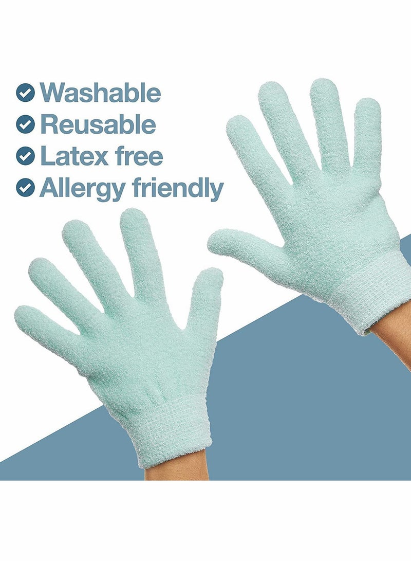 Moisturizing Gloves with Gel Lining Dry Hands Treatment Hydrating Cracked Hand Healing Gloves foe Repair Rough Chapped Skin Overnight SPA Eczema Dry Hands Hand Care, 1 Pair (Fuzzy Mint Green) - Image 1