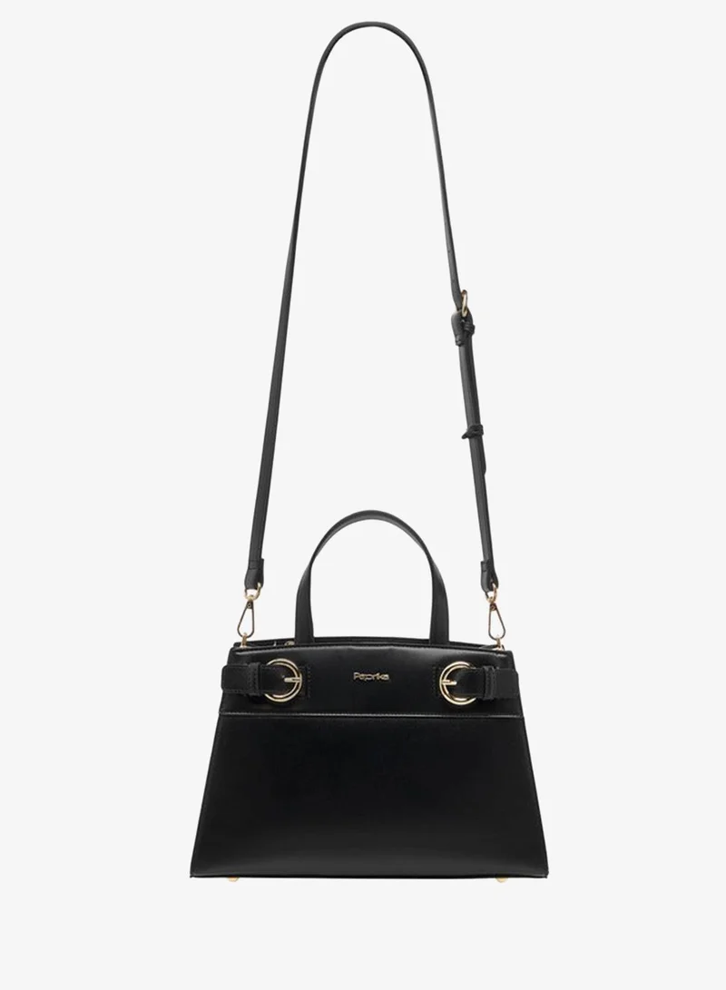 Paprika BLACK Solid Tote Bag with Zip Closure and Detachable Strap for Women | Best Price UAE