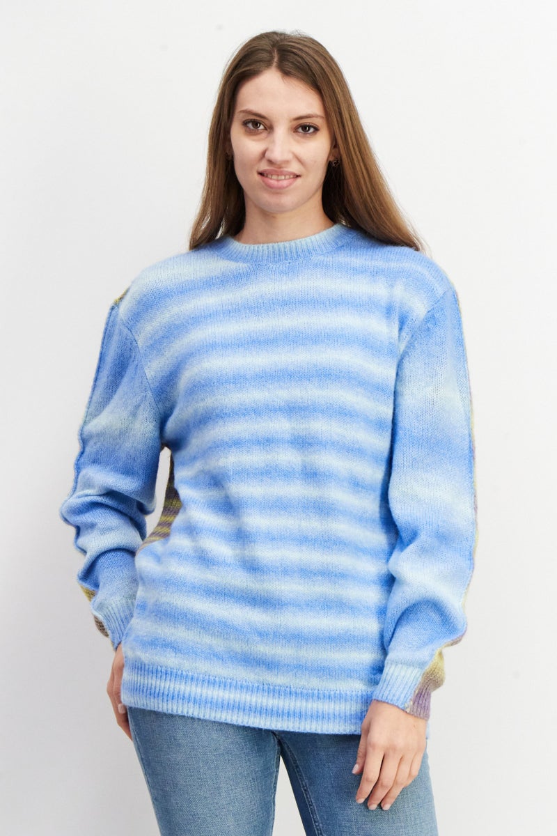 ESPRIT Women Knitted Tie Dye Sweater, Blue Combo - Image 1
