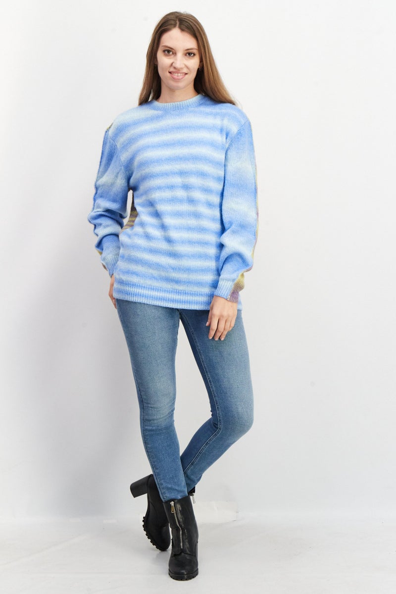 ESPRIT Women Knitted Tie Dye Sweater, Blue Combo - Image 4