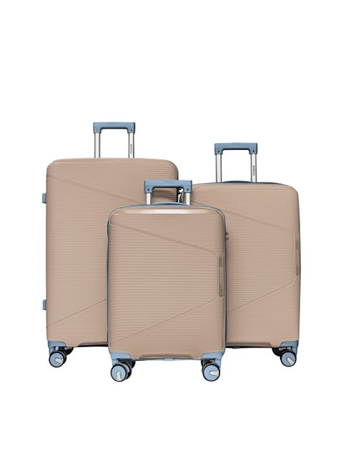 Polypropylene Hardshell Luggage Set 3-Piece Spinner – Lightweight & Durable 20/24/28 Inch (Small, Medium, Large) – Champagne