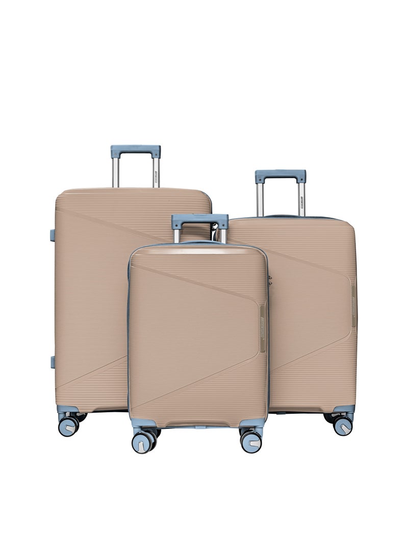 BRITISH TOURISTER - Polypropylene Hardshell Luggage Set 3-Piece Spinner – Lightweight & Durable 20/24/28 Inch (Small, Medium, Large) – Champagne - Image 1