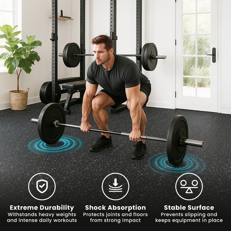 bemaxx Gym Mats Set - 18 pcs EVA Interlocking Foam Floor Tiles (12.6"x12.6"x0.4") 18sqft Protective Gym Flooring Sports Home Workout Exercise Mats Puzzle Garage Fitness Play-Room Pool Treadmill Bike - Image 3