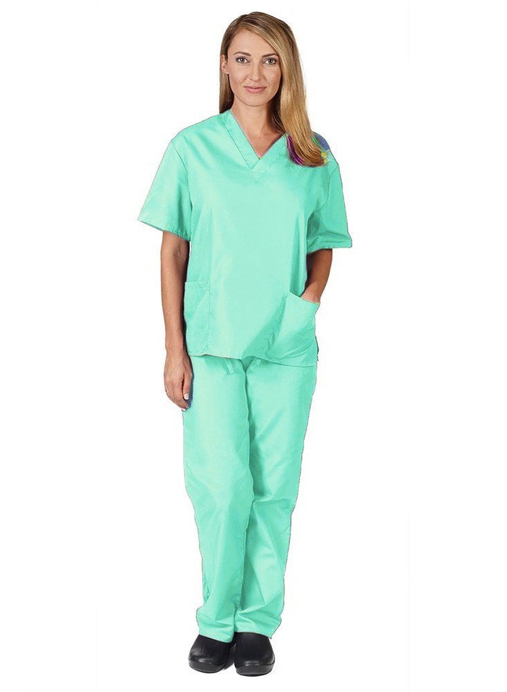 Loquat Womens Medical Scrubs Set Medical Uniform Set Emerald Green - Image 1