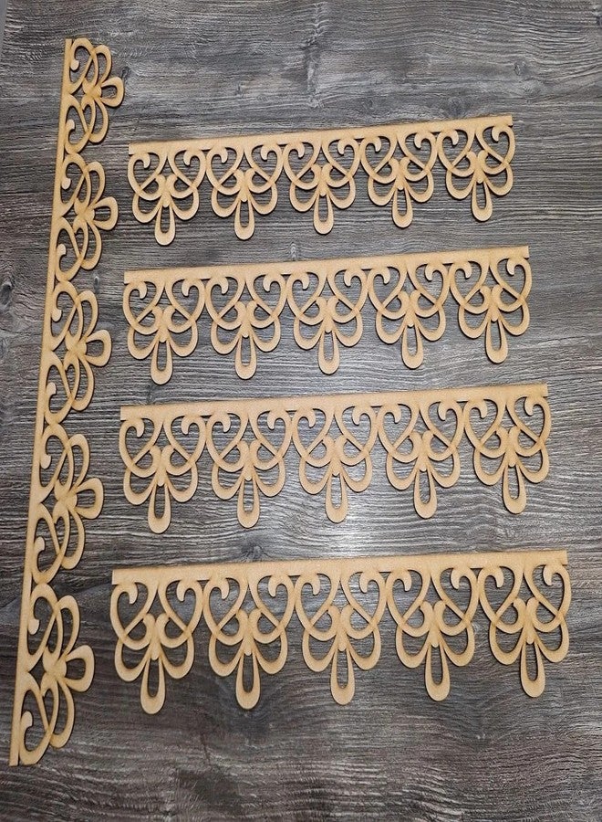 Haoser 5 Pcs MDF Decorative Wood Border Embellishments - MDF Trim for Wall Decor, Furniture, DIY Crafts, Scrapbooking, and Art Projects (12x4 Inch) - Image 1