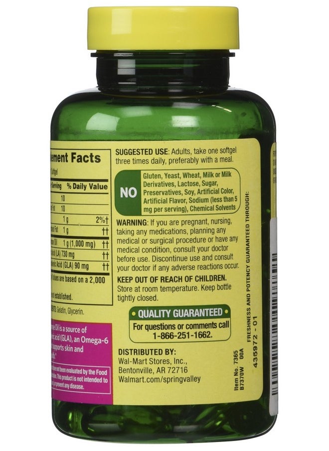 SPRING VALLEY - Evening Primrose Oil 1000 Mg 75 Softgels - Image 1