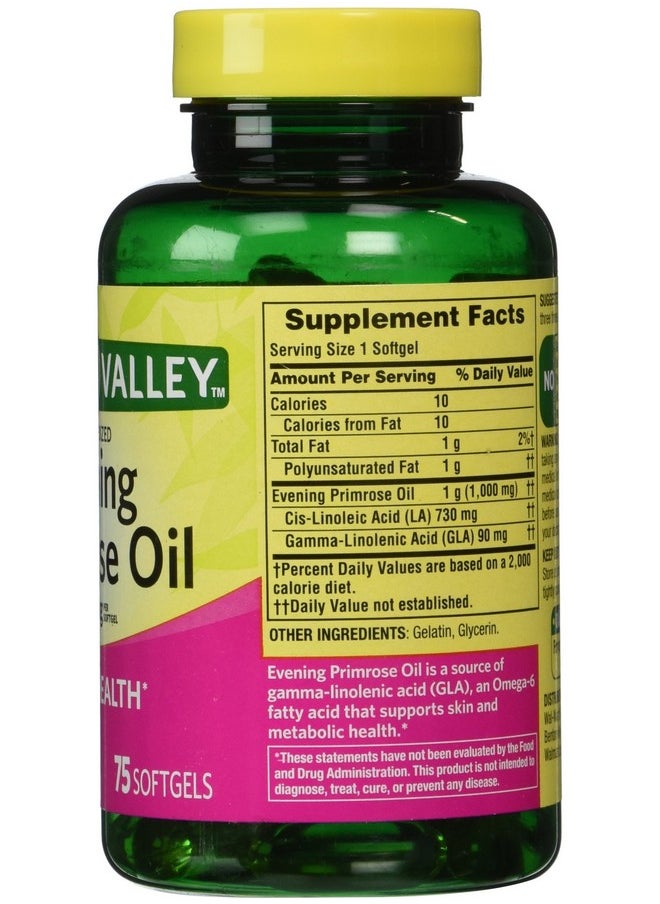 SPRING VALLEY - Evening Primrose Oil 1000 Mg 75 Softgels - Image 1