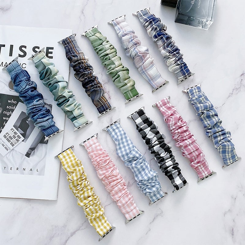 Single Loop Elasticity Cloth Grid Watch Band For Apple Watch Ultra 49mm&Watch Ultra 2 49mm / Series 9&8&7 45mm / SE 3&SE 2&6&SE&5&4 44mm / 3&2&1 42mm(A)