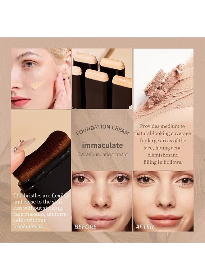 TVLV Three-Dimensional Cover Blemishes 20g, 2-in-1 Concealer & Foundation Stick Waterproof, Sweat-Resistant | Covers Dark Circles | Flawless Makeup (01#Cream) - Image 3