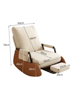 Old_Feller Modern rocking chair, Modern style rocking armchair with footrest and side pockets, Three-position adjustable upholstered high back rocking chair, Lounge chair for balcony, Lazy sofa chair for lounge living room bedroom patio garden （Beige/Brown）  - Image 4