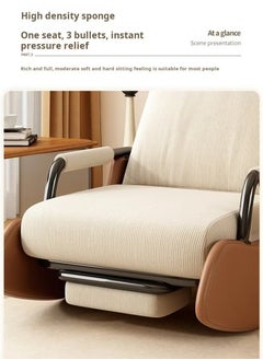 Old_Feller Modern rocking chair, Modern style rocking armchair with footrest and side pockets, Three-position adjustable upholstered high back rocking chair, Lounge chair for balcony, Lazy sofa chair for lounge living room bedroom patio garden （Beige/Brown）  - Image 5