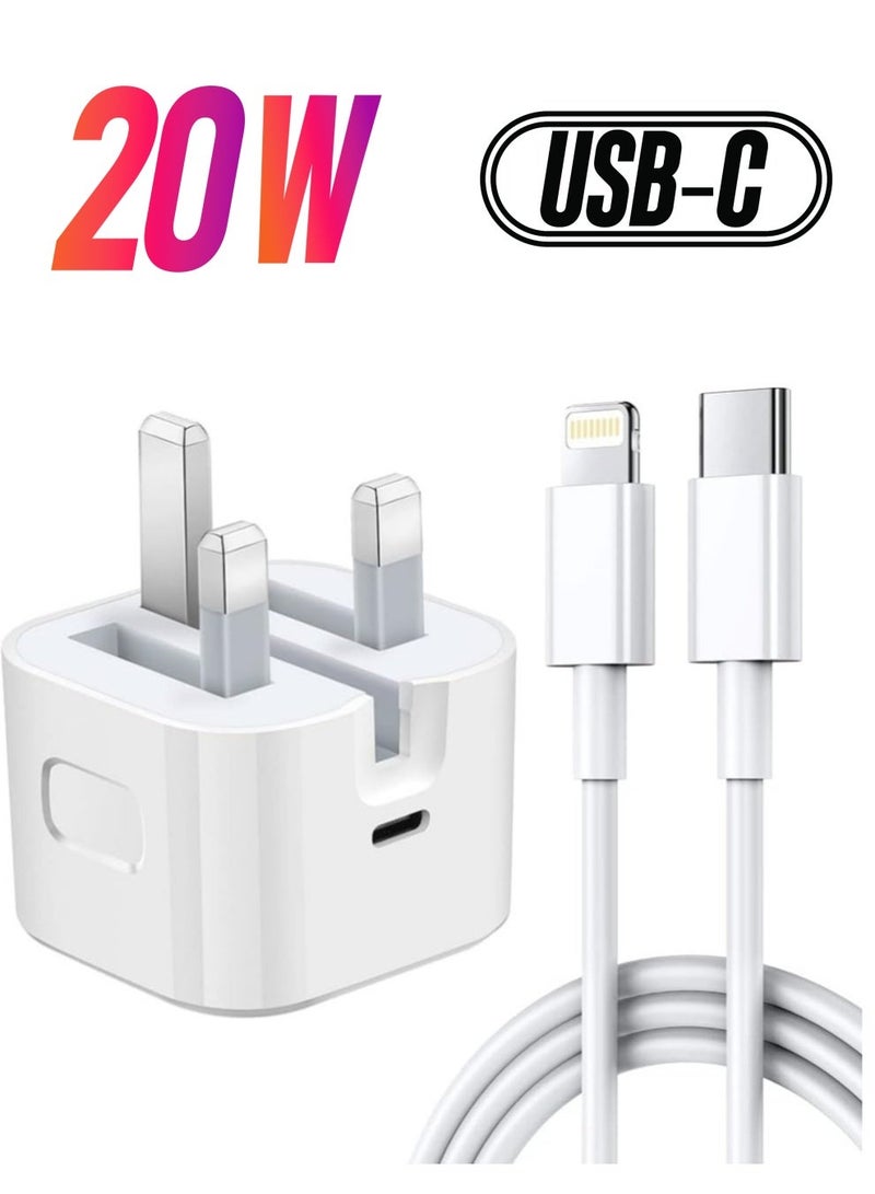 MUNTAQI 20W Type C Fast Charger Adapter With PD Cable iPhone  13 PRO MAX - Image 1