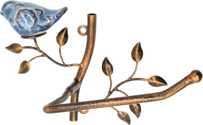 WALL MOUNTED METAL TOILET TISSUE HOLDER WCERAMIC BIRD ROLL ORGANIZER FOR BATHROOM BRONZE