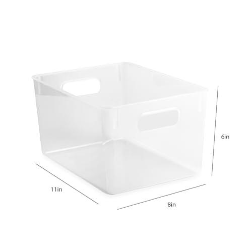 Isaac Jacobs 3Pack Large Clear Storage Bins 11 L x 8 W x 6 H with Cutout Handles Plastic Organizer for Home Office Kitchen FridgeFreezer Drawers BPA Free Food Safe 3Pack Large - Image 3