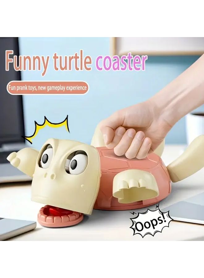 Beige And Pink Funny Turtle Coaster With Expressive Eyes Non Slip Drink Cup Holder - Image 2