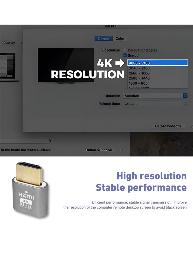 Generic - 3 Pack 4K HDMI Dummy Plug Virtual Monitor Display Emulator 4K Display Emulator Supports up to 3840x2160@60Hz 1080@120Hz Headless Display Adapter Compatible with Windows Mac OSX Linux - Image 1