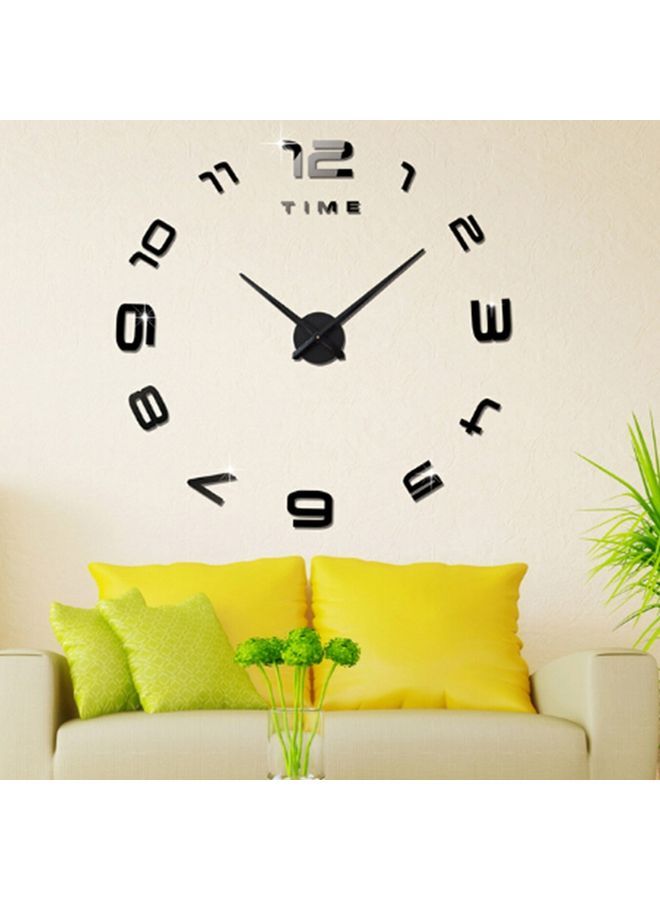 NIBEMINENT DIY 3D Mirror Wall Sticker Quiet Clock Black - Image 1