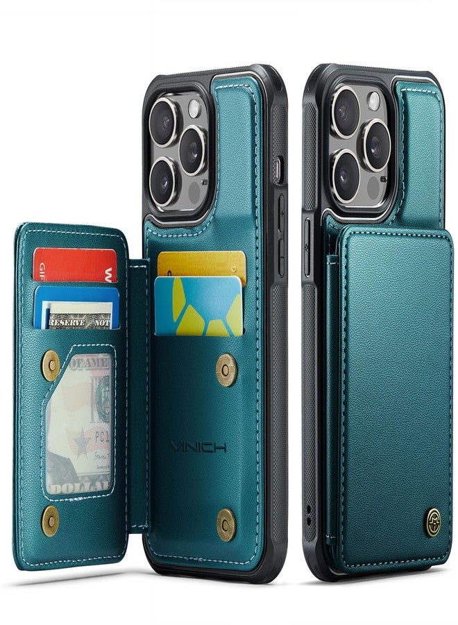 Vinich for iPhone 15 Pro Max Wallet Case with Card Holder, RFID Blocking Credit Slots Kickstand Shockproof Phone Cover for Women Men, Black - Image 1