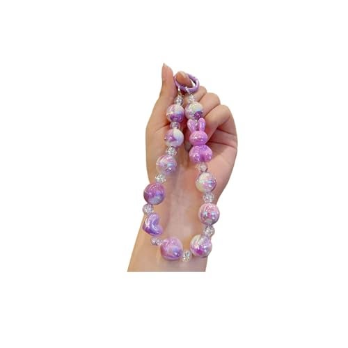 KC Rabbit Charm for mobile phone case cover, Lanyard Keychain Hanging, Phone Pendant Wrist Bracelet Holder | Purse, Camera, Mobile Cover Charm Strap Smartphone Case For Girls Women (Purple) - Image 1