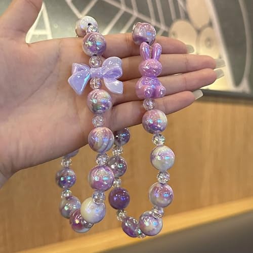 KC Rabbit Charm for mobile phone case cover, Lanyard Keychain Hanging, Phone Pendant Wrist Bracelet Holder | Purse, Camera, Mobile Cover Charm Strap Smartphone Case For Girls Women (Purple) - Image 3