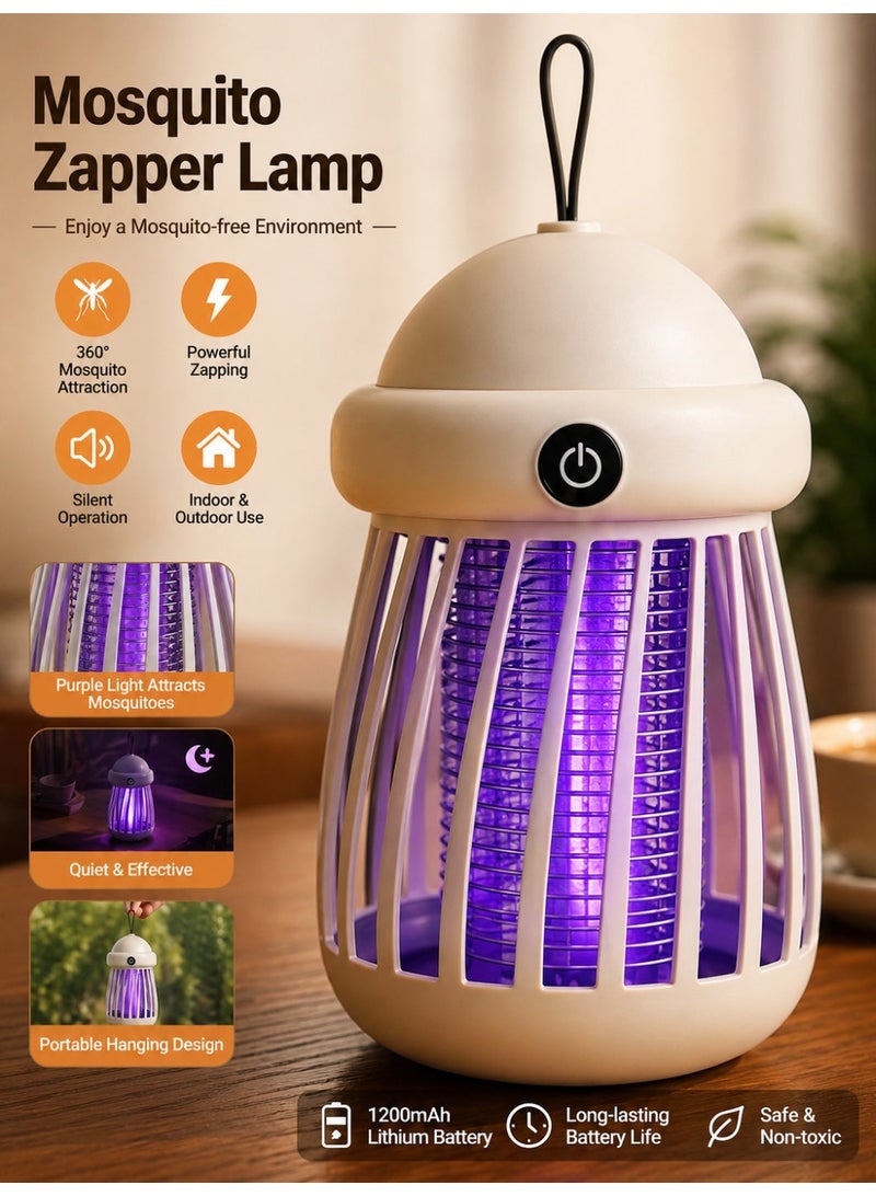 Ump Electric Bug Zapper, Rechargeable Mosquito Killer Lamp, Portable Electric Fly Zapper, UV Light Insect Trap, Silent Operation, Indoor Outdoor for Garden, for Desert Camping , Home, Garden & Patio (Greamy White) - Image 1