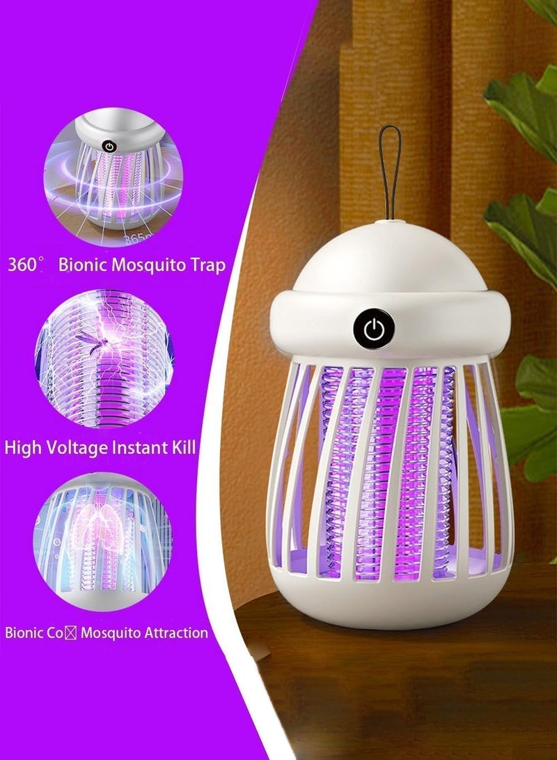 Ump Electric Bug Zapper, Rechargeable Mosquito Killer Lamp, Portable Electric Fly Zapper, UV Light Insect Trap, Silent Operation, Indoor Outdoor for Garden, for Desert Camping , Home, Garden & Patio (Greamy White) - Image 2