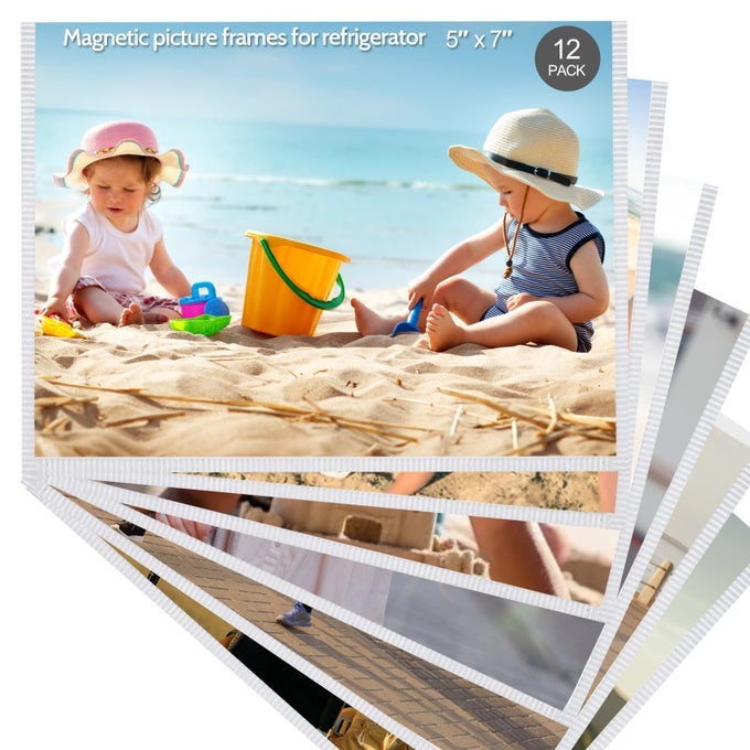 PICTURE FRAME 12 PACK 5X7 MAGNETIC WHITE BORDER REUSABLE WATERPROOF PERFECT DISPLAY FRAME