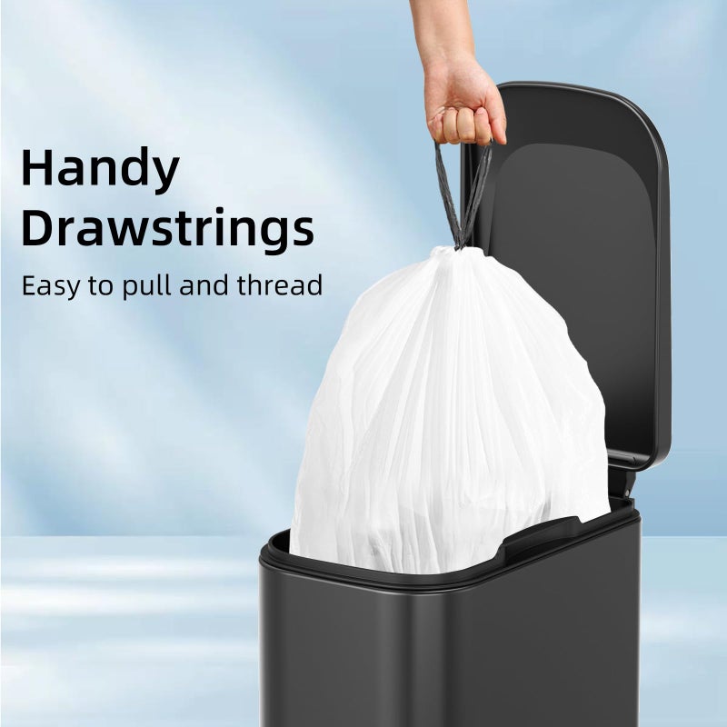 KSSKSS 120 Counts 1.6 Gallon Mini Drawstring Trash Bags, Small Garbage Bags by KSSKSS, Code a fit 4.5-8 Liter, 1.2-2 Gal, White Trash Bin Liners for Home Office Kitchen Bathroom Bedroom - Image 3