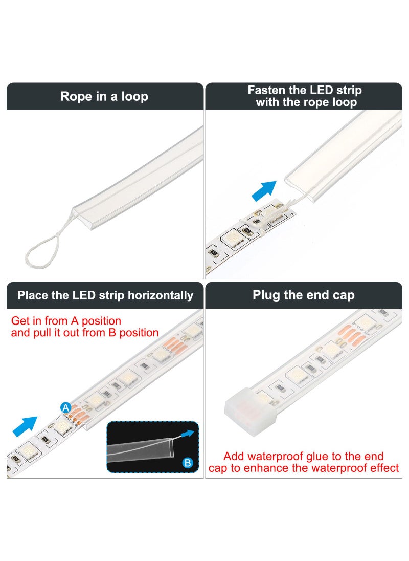 PATIKIL PATIKIL LED Diffuser Channel, 16.5ft/5Meter 10mm LED Silicone Channel System with Cover, End Caps for LED Strip Light Installations Light Strips Channel  - Image 5